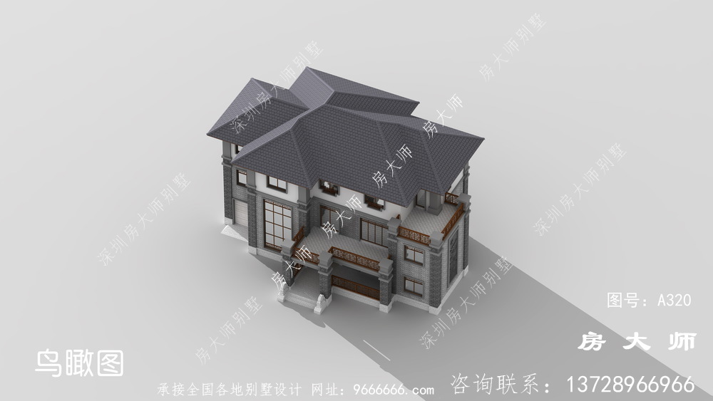 新中式农村三层楼房别墅设计图