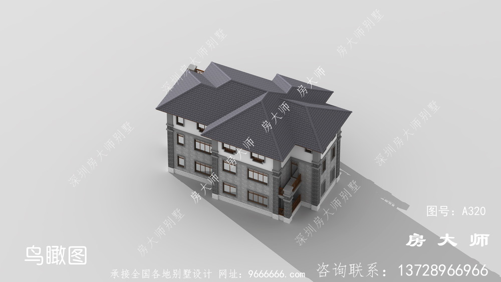 新中式农村三层楼房别墅设计图