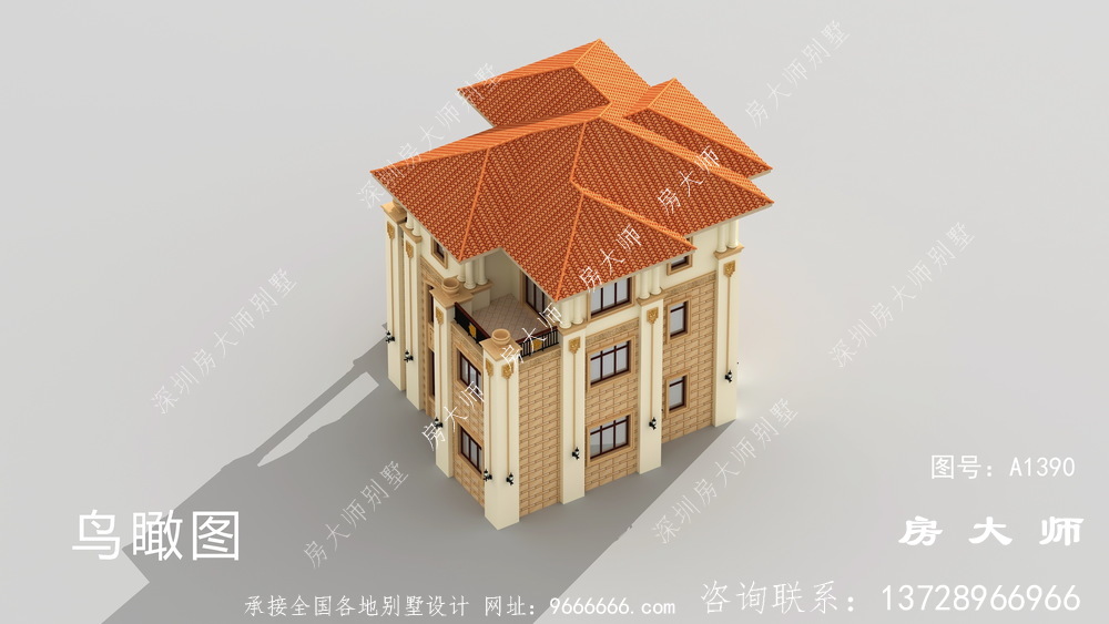 农村简单实用的三层别墅设计图，客厅大，卧室多