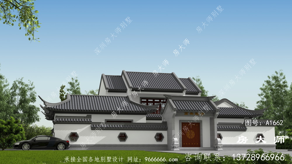 占地247平清爽雅致的二层中式庭院别墅