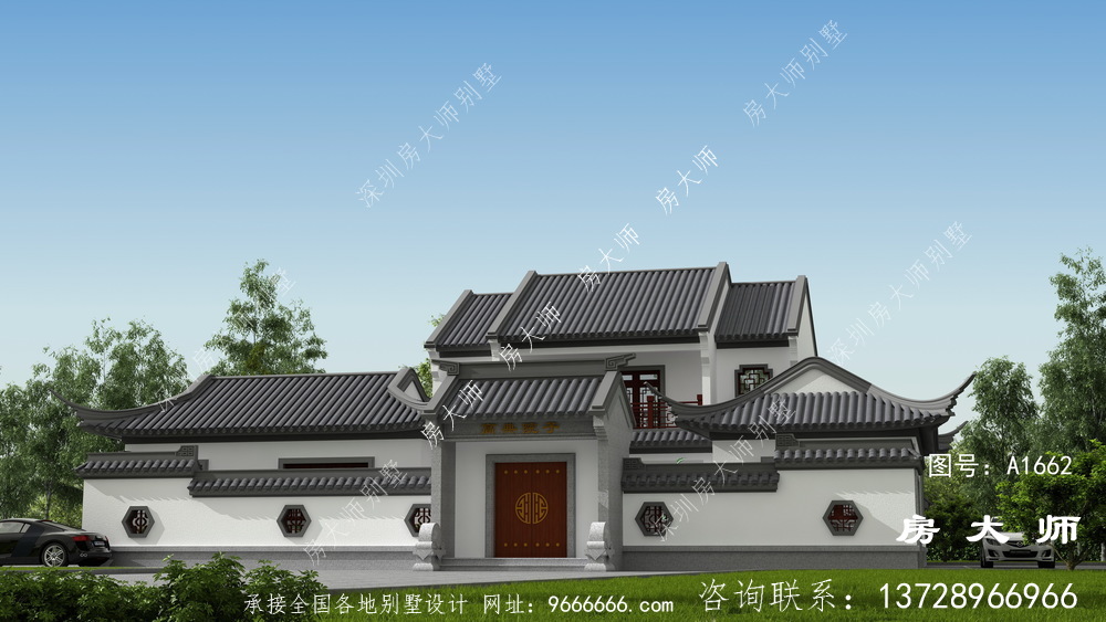 占地247平清爽雅致的二层中式庭院别墅