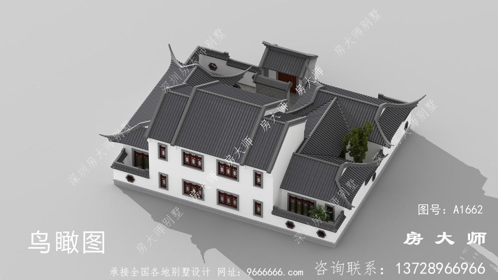 占地247平清爽雅致的二层中式庭院别墅