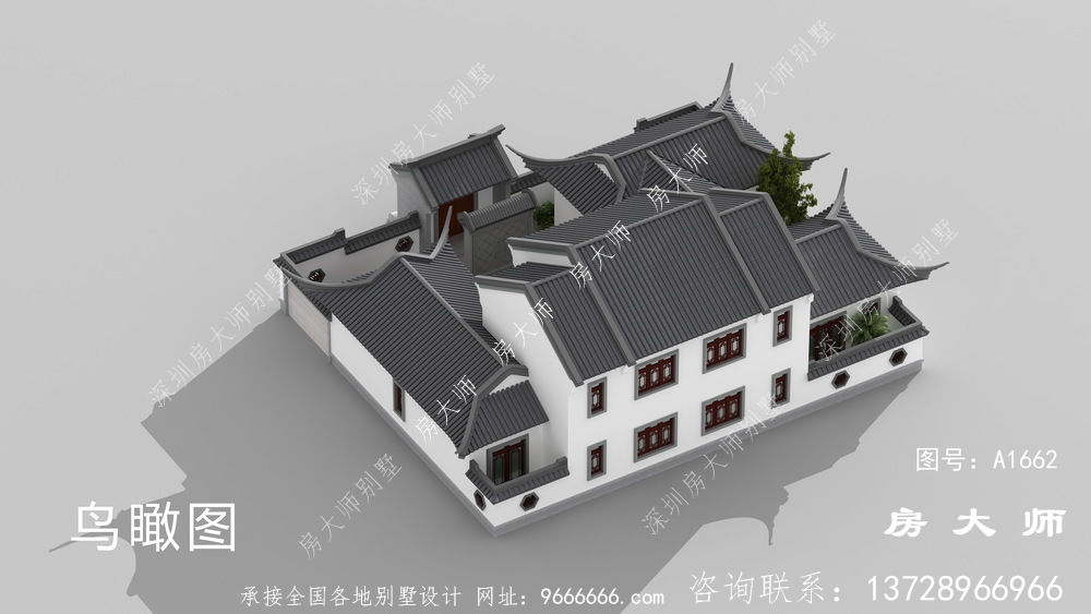 占地247平清爽雅致的二层中式庭院别墅