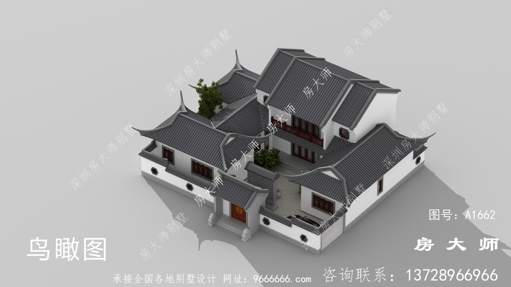 占地247平清爽雅致的二层中式庭院别墅