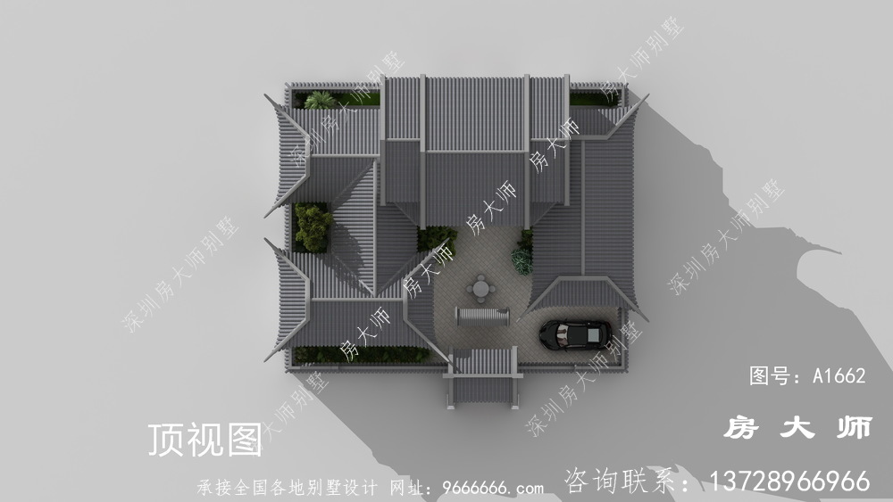 占地247平清爽雅致的二层中式庭院别墅