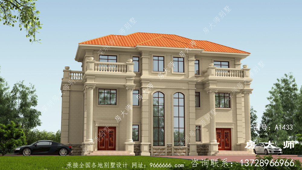 豪华法式风格双拼别墅设计图