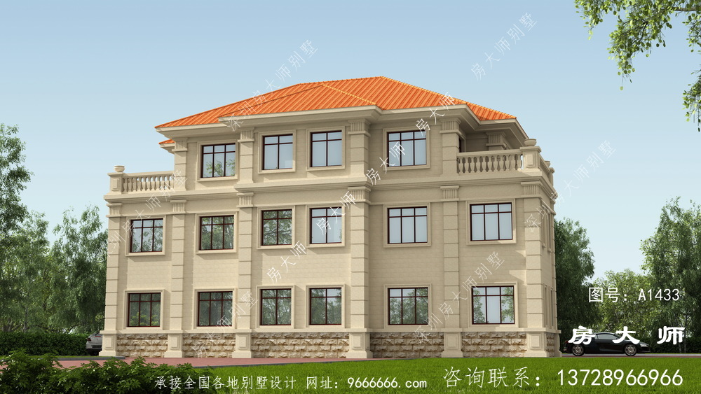 豪华法式风格双拼别墅设计图