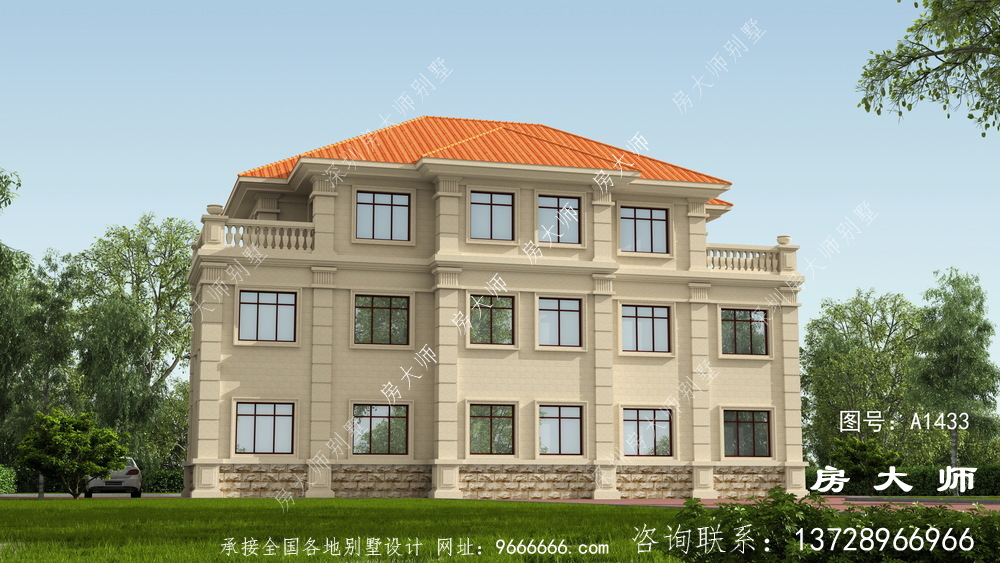豪华法式风格双拼别墅设计图