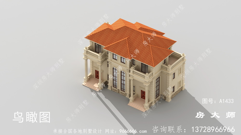 豪华法式风格双拼别墅设计图