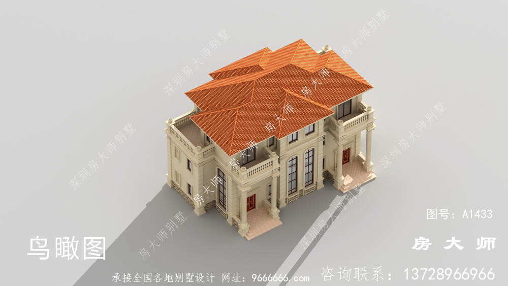 豪华法式风格双拼别墅设计图