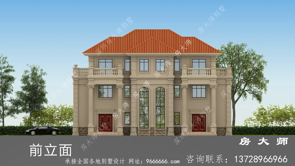 豪华法式风格双拼别墅设计图