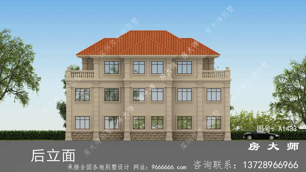 豪华法式风格双拼别墅设计图