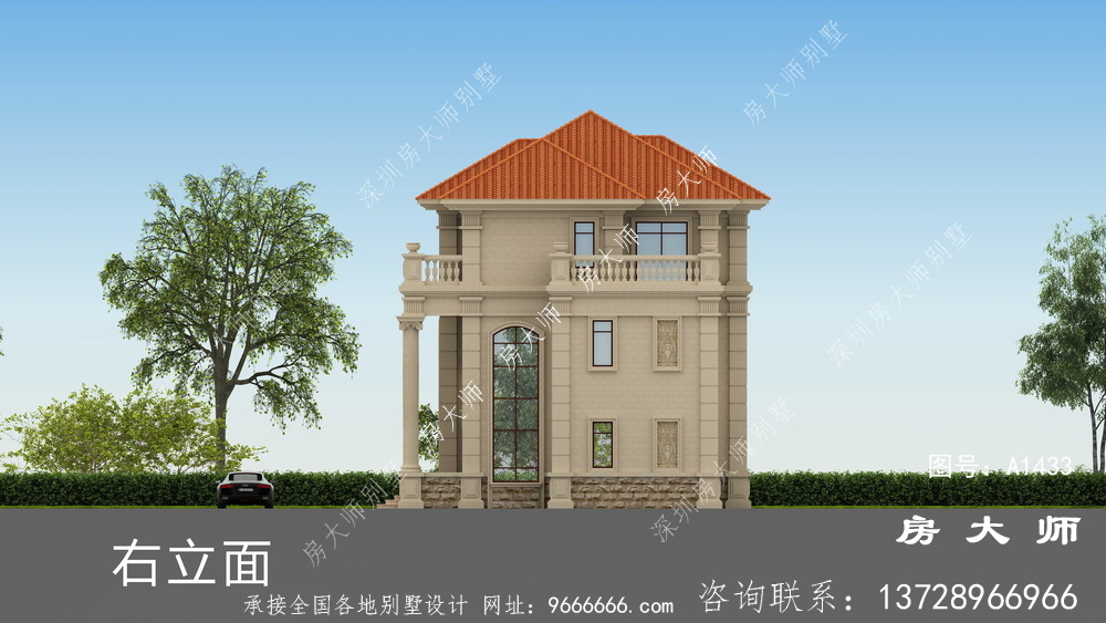 豪华法式风格双拼别墅设计图