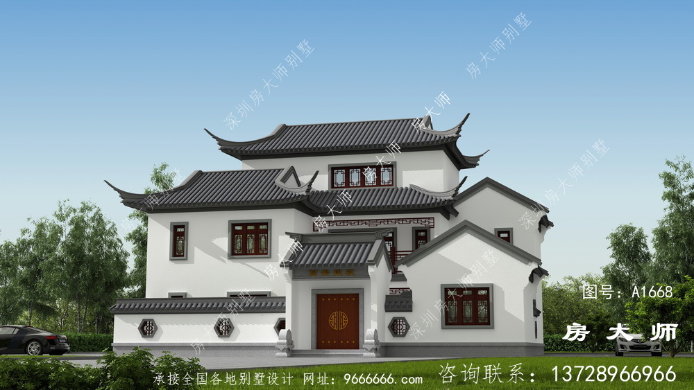 三层苏式园林别墅，传统的中国式建筑