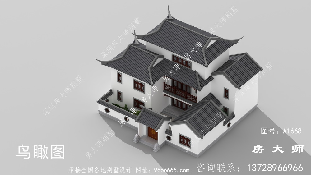 三层苏式园林别墅，传统的中国式建筑