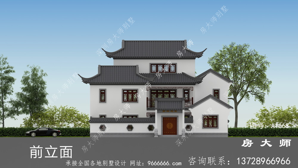 三层苏式园林别墅，传统的中国式建筑