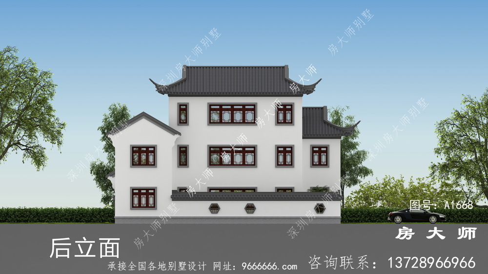 三层苏式园林别墅，传统的中国式建筑