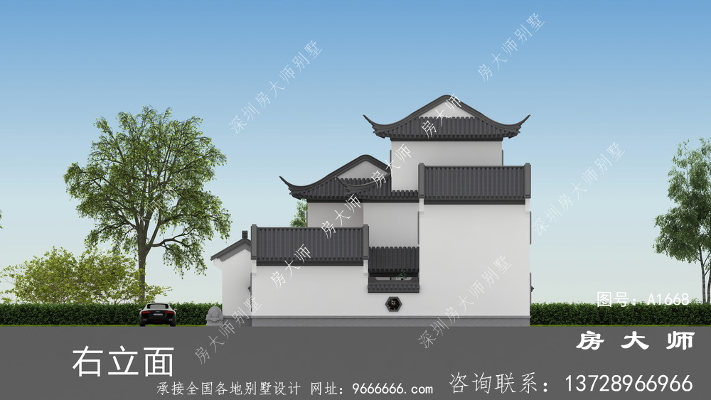 三层苏式园林别墅，传统的中国式建筑
