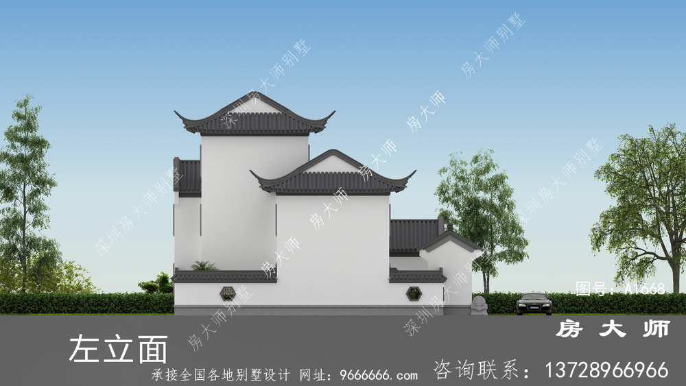 三层苏式园林别墅，传统的中国式建筑