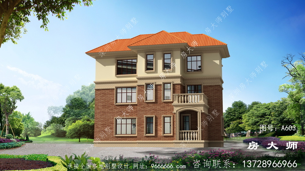 欧式农村三层复式自建别墅设计图