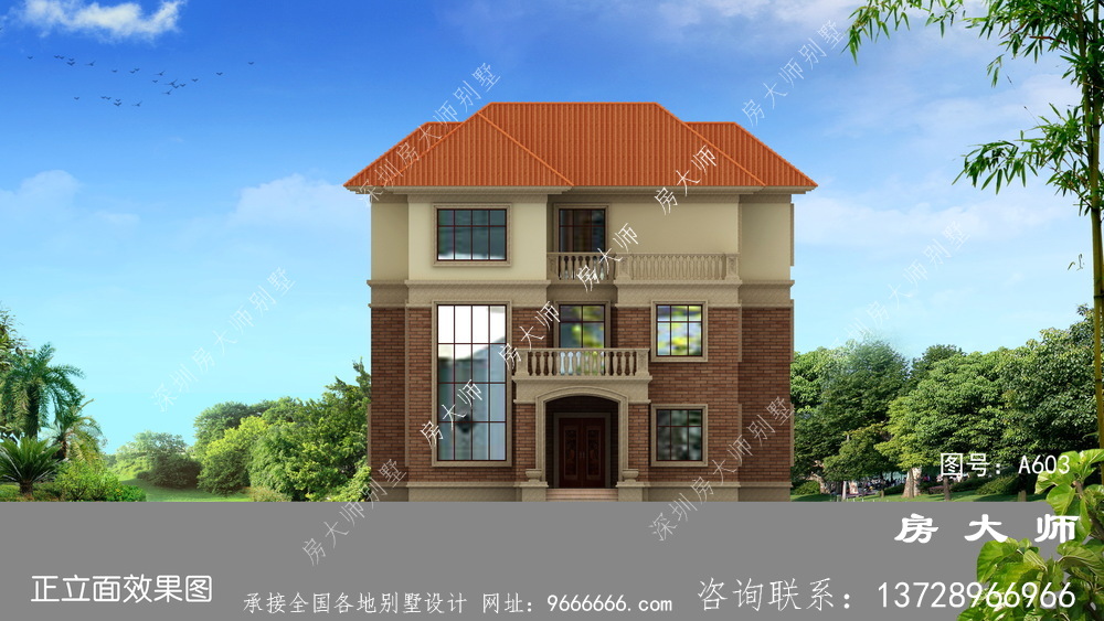 欧式农村三层复式自建别墅设计图