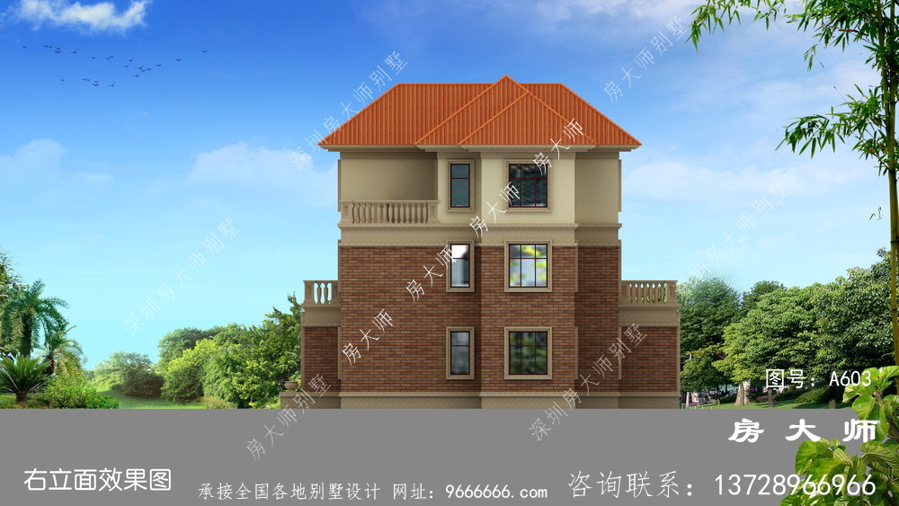 欧式农村三层复式自建别墅设计图