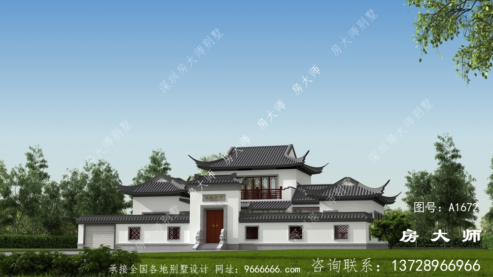 两层苏式园林别墅设计效果图