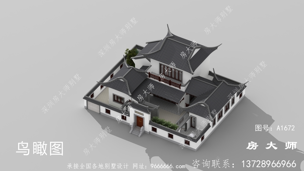 两层苏式园林别墅设计效果图