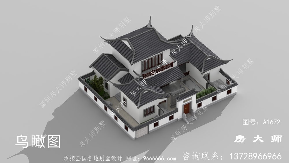 两层苏式园林别墅设计效果图