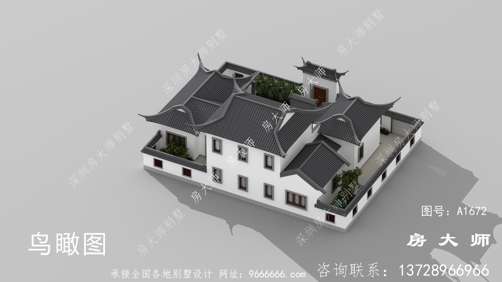 两层苏式园林别墅设计效果图