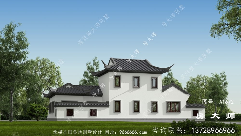 两层苏式园林别墅设计效果图