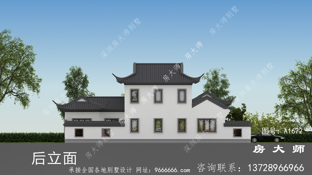 两层苏式园林别墅设计效果图