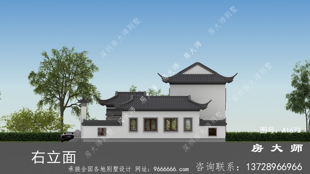 两层苏式园林别墅设计效果图