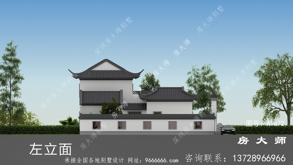 两层苏式园林别墅设计效果图