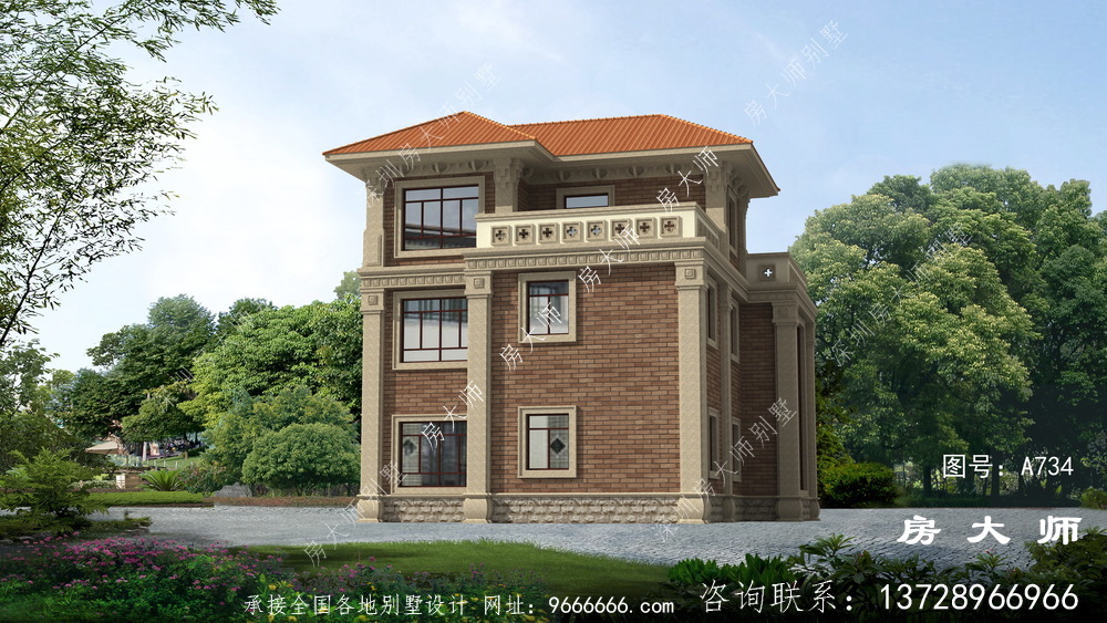 现代简欧三层复式别墅设计图