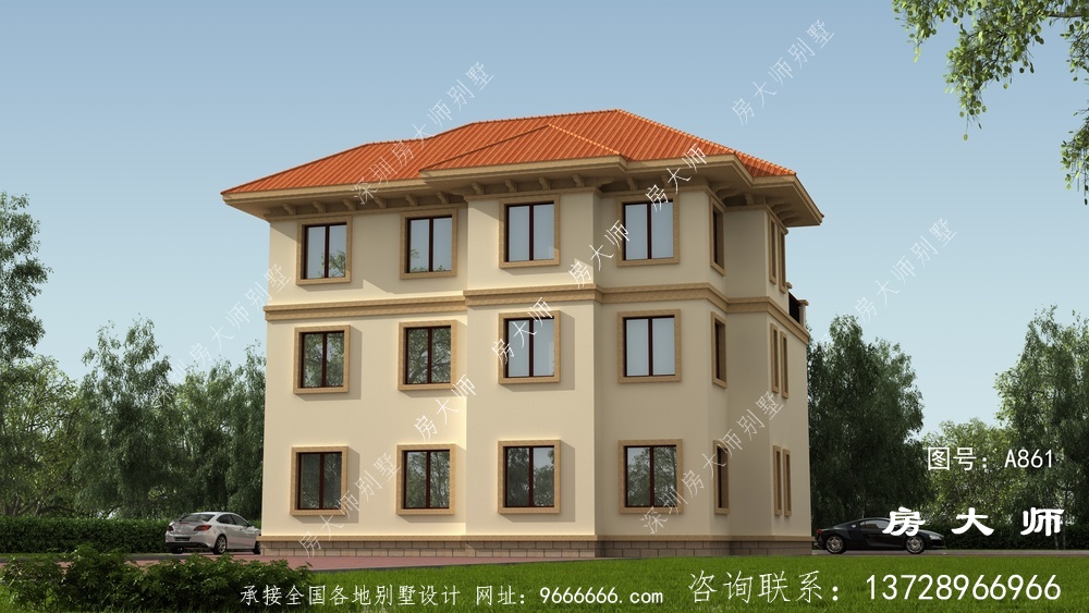 欧式古典风格三层别墅设计效果图