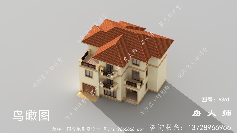 欧式古典风格三层别墅设计效果图