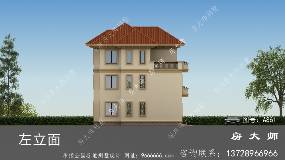 欧式古典风格三层别墅设计效果图