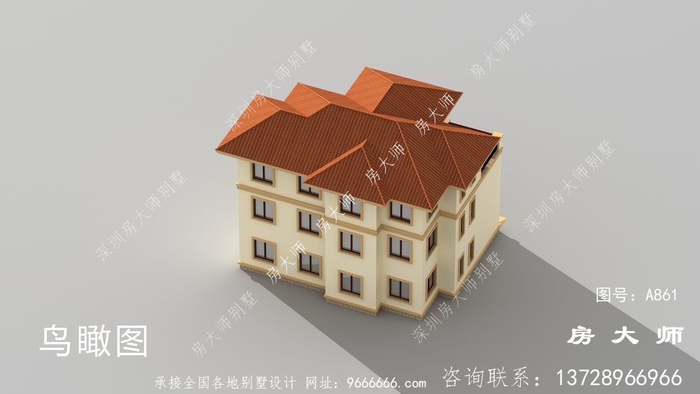 欧式古典风格三层别墅设计效果图
