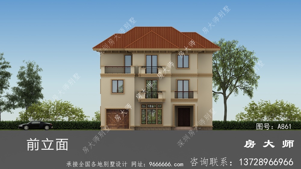 欧式古典风格三层别墅设计效果图