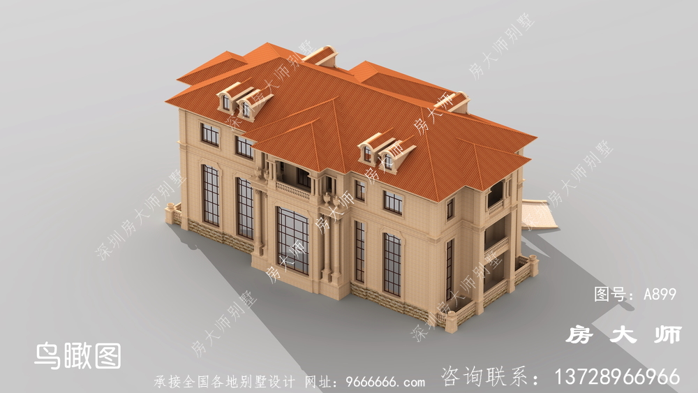 超奢华复式三层欧式别墅外观效果图