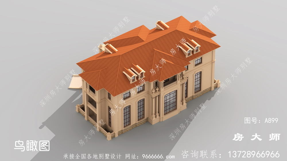 超奢华复式三层欧式别墅外观效果图