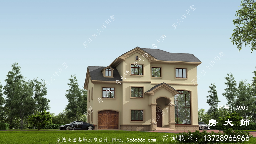 简欧复式农村三层别墅建筑设计图