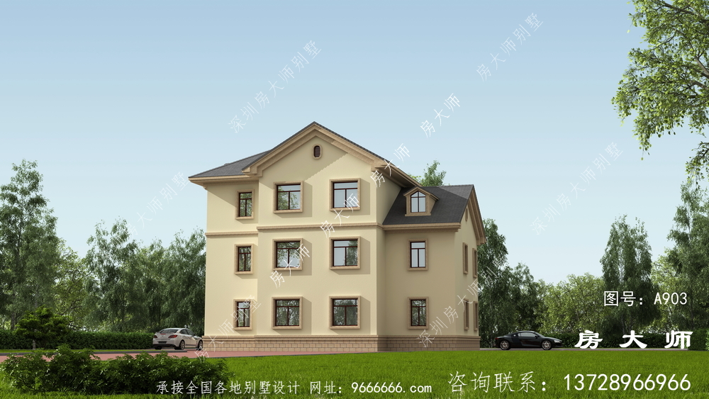简欧复式农村三层别墅建筑设计图