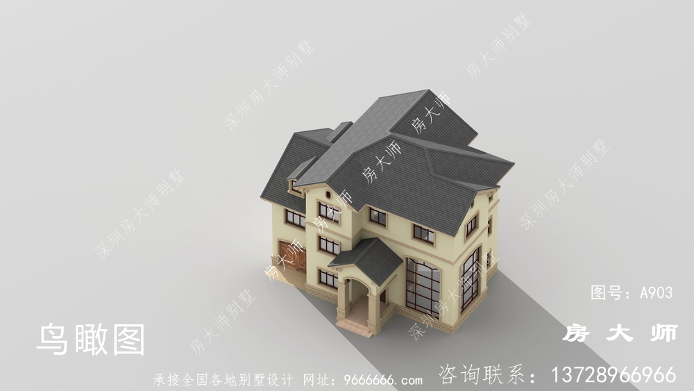 简欧复式农村三层别墅建筑设计图