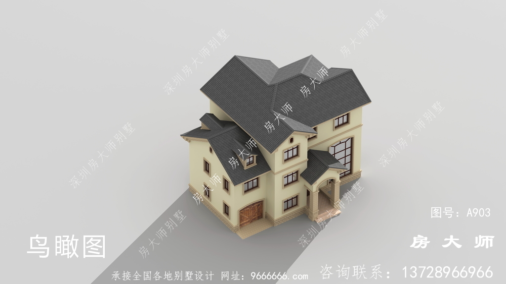 简欧复式农村三层别墅建筑设计图