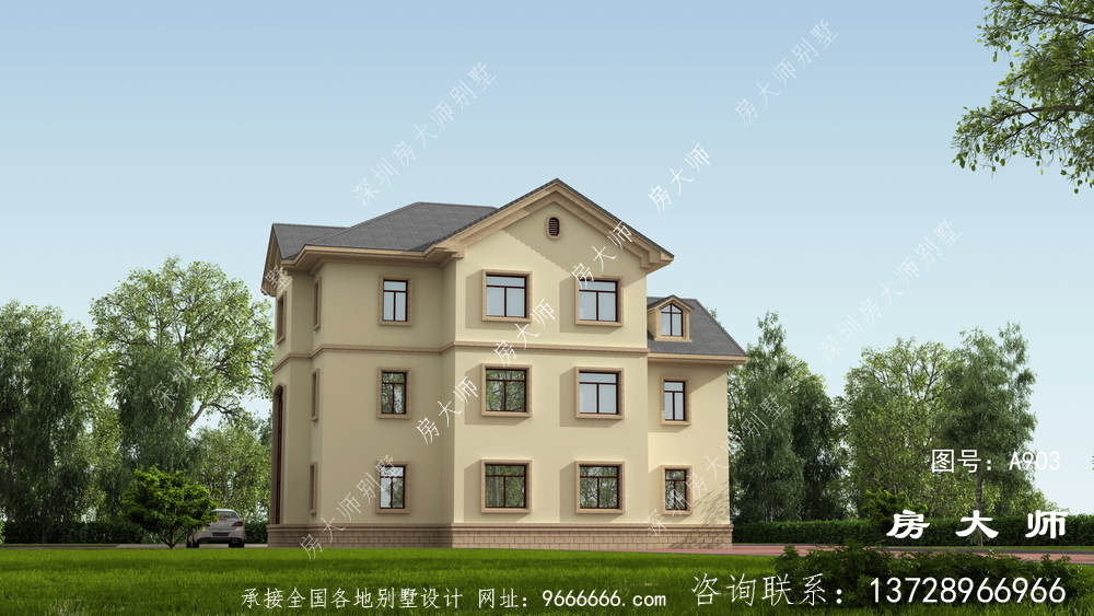 简欧复式农村三层别墅建筑设计图