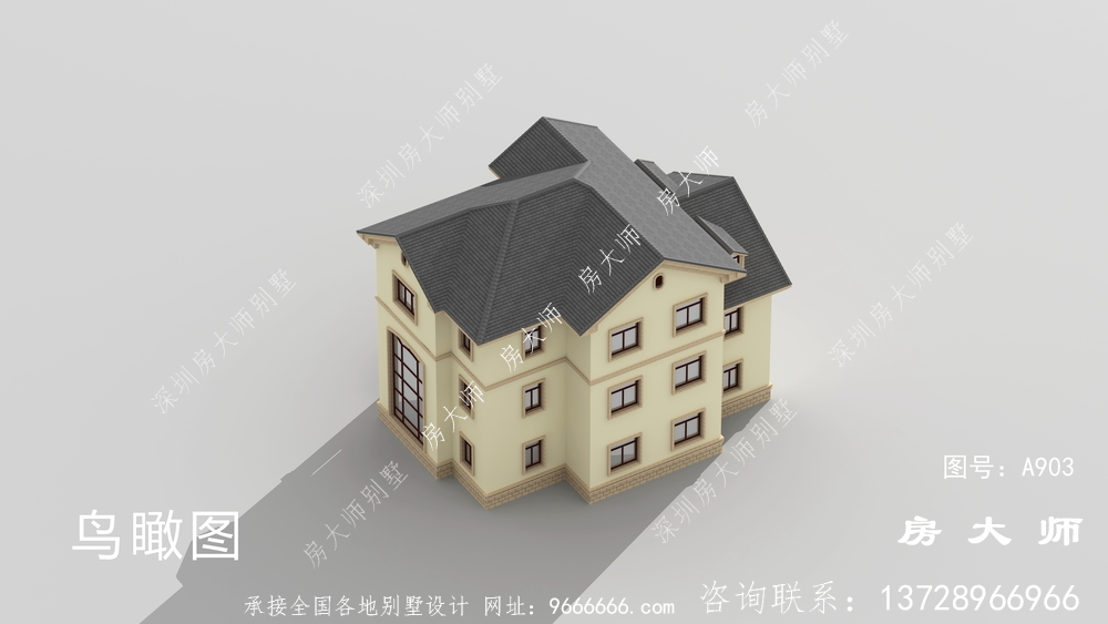 简欧复式农村三层别墅建筑设计图