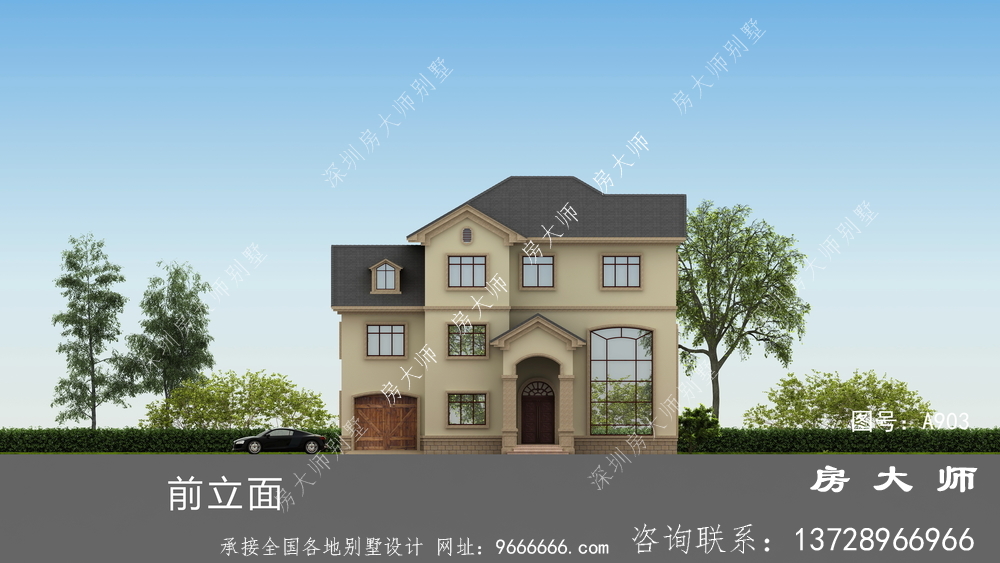 简欧复式农村三层别墅建筑设计图