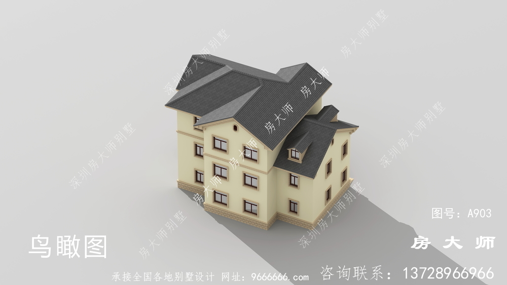 简欧复式农村三层别墅建筑设计图